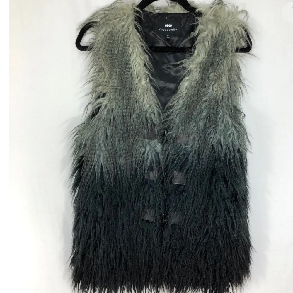 COCO Colette Vest Faux Fur Lined Sz Small Gray/Black Ombré